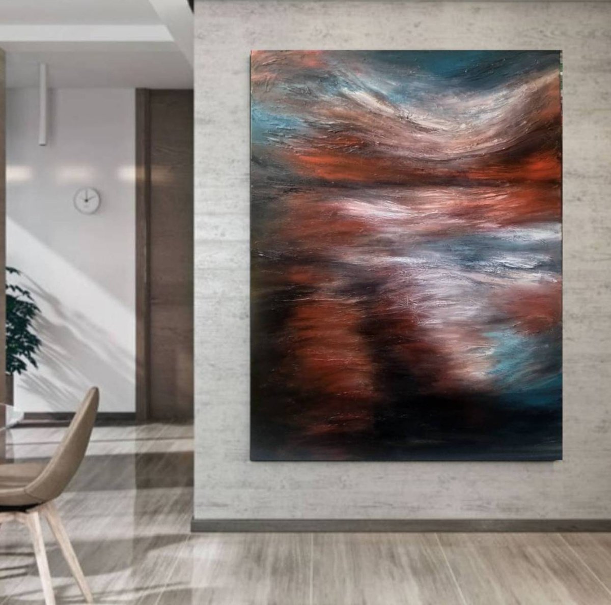 Reflections, 90x120cm Abstract Textured Painting by Alexandra Petropoulou
