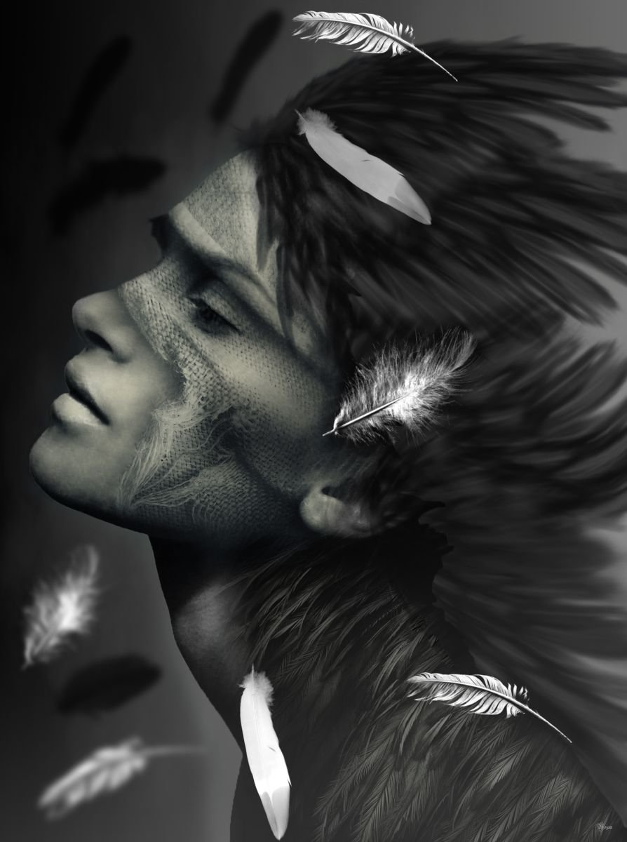 Illustrative Portrait Photograph By Bojan Jevtic, 32 X 43, Free As A Bird, Original Artwork
