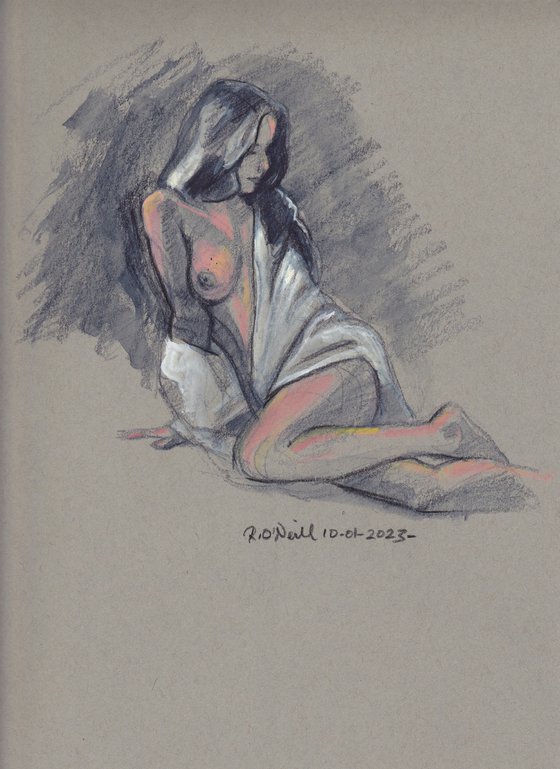 draped female nude