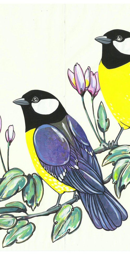 Great Tit and Clematis by Fran Giffard