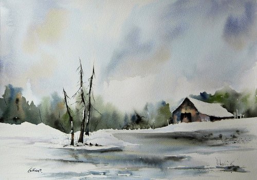 Winter Barn. by Graham Kemp