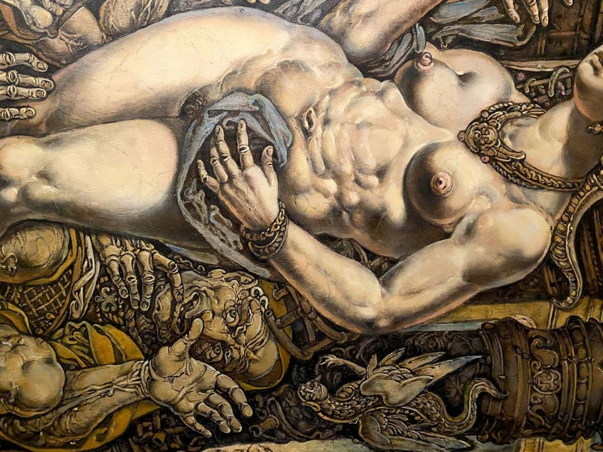 Surrealistic Oil Painting , Susanna And The Elders By Oleg And Alexander Litvinov, 28 X 44, Artwork For Sale On Artfinder
