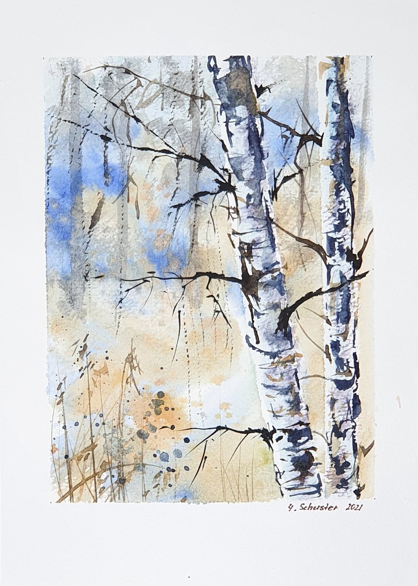 11/20 ORIGINAL WATERCOLOR painting. Trees series by Yulia Schuster