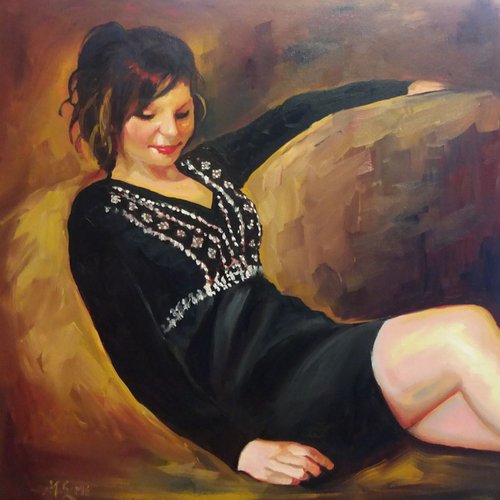 Silent Contemplation - A Figurative Oil Painting by Marjory Sime by Marjory Sime