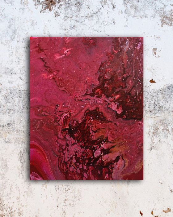 "Big Red" - FREE USA SHIPPING - Original Abstract PMS Fluid Acrylic Painting - 16 x 20 inches