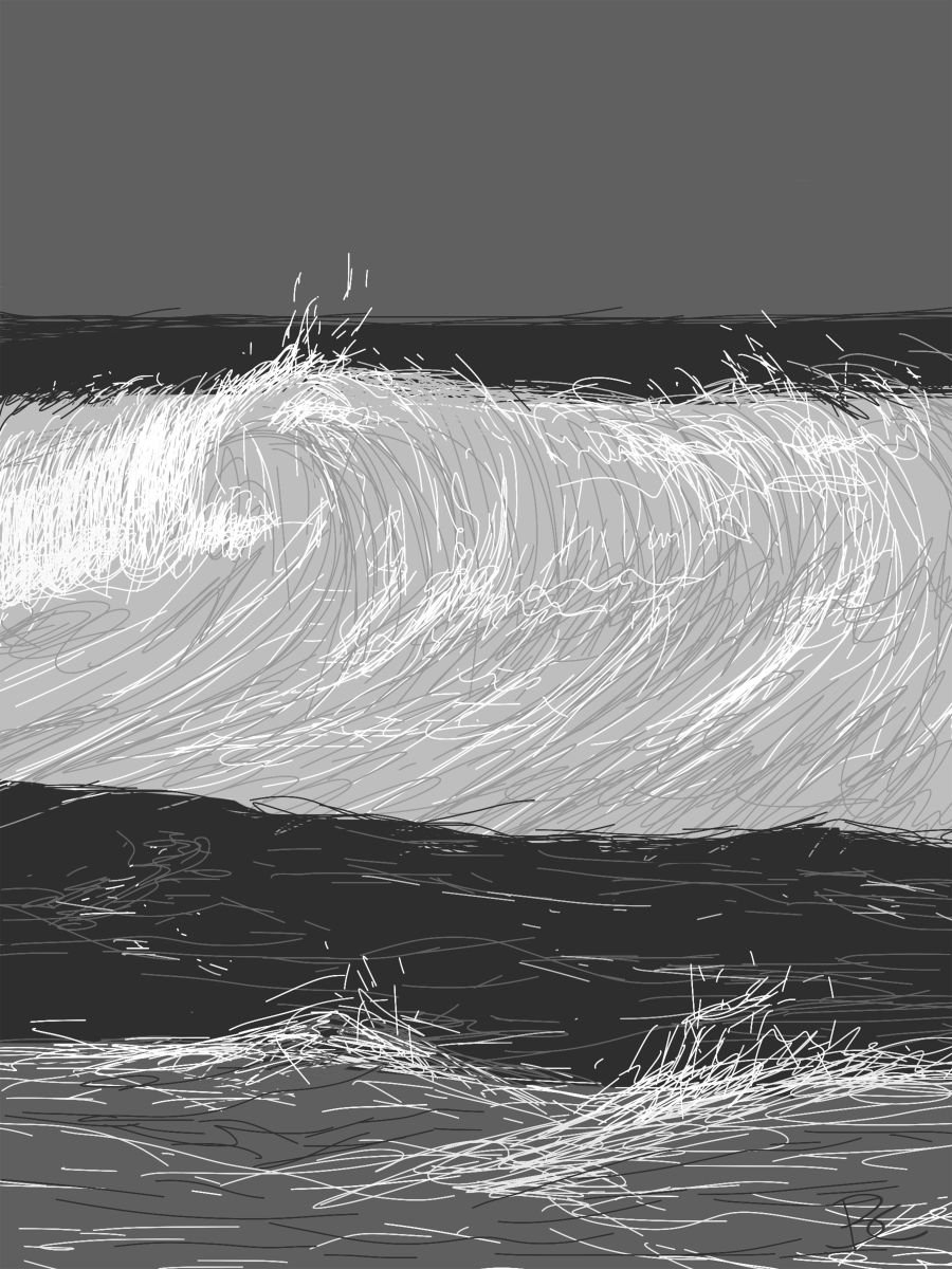 Wave 12 - Drawing by Bob Cooper