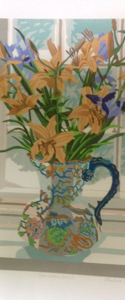 Tiger Lillies and Irises by Rosalind Forster
