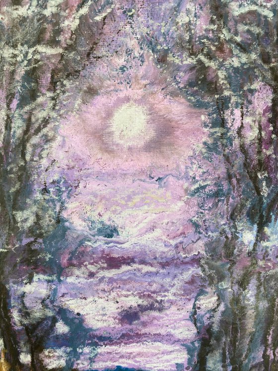 Moon light night. Encaustic