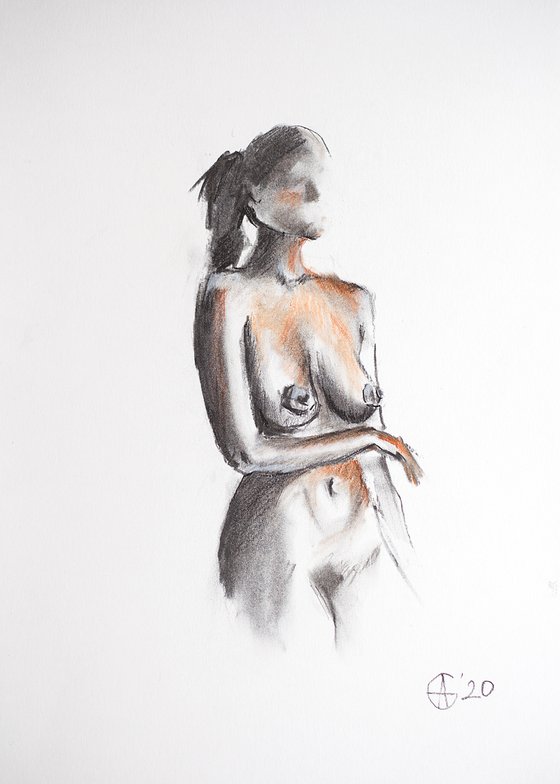 Nude in charcoal. 14. Black and white minimalistic female girl beauty body positive