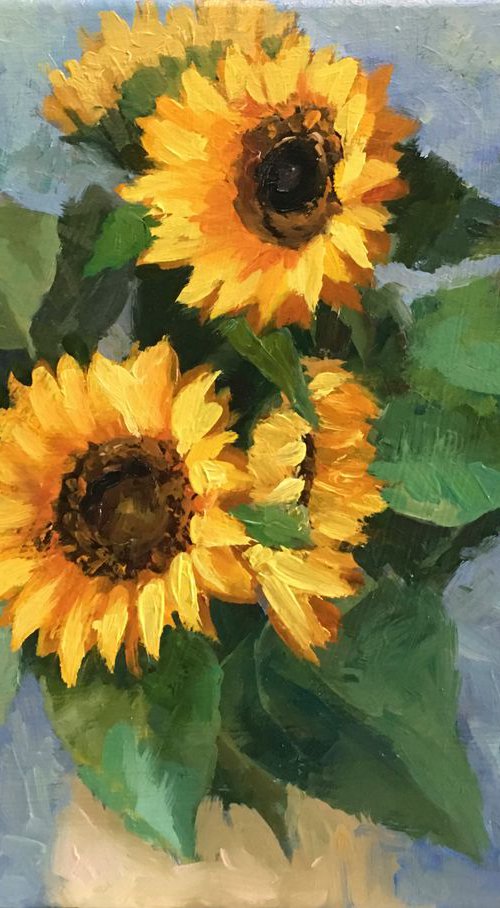 Sunflowers - 2 (Framed) by Ling Strube