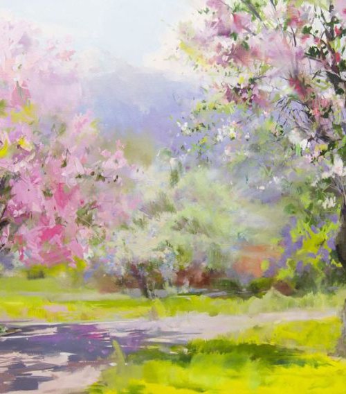 Oversized Landscape Painting - Spring Garden by Yuri Pysar