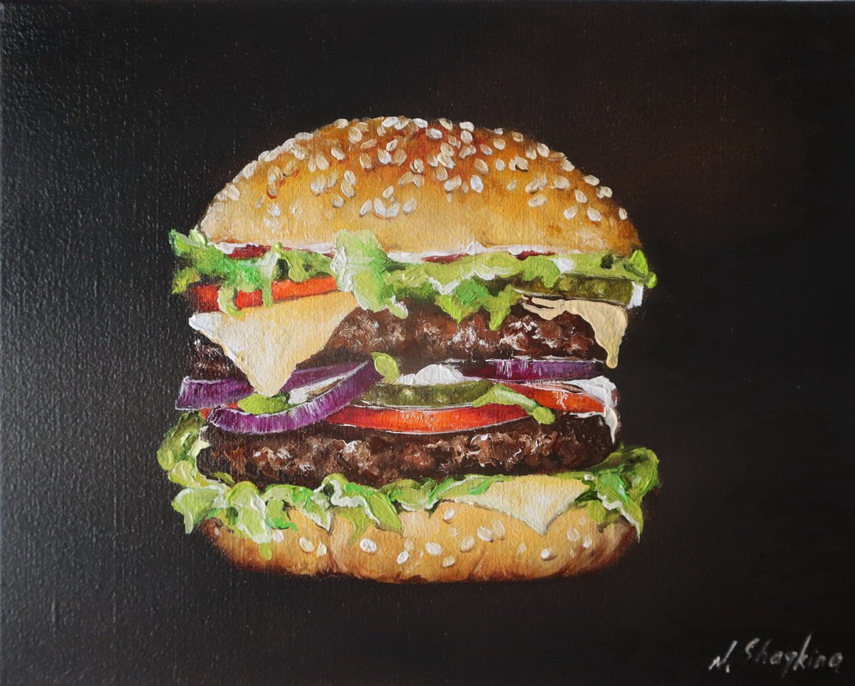 Burger Painting Realism by Natalia Shaykina