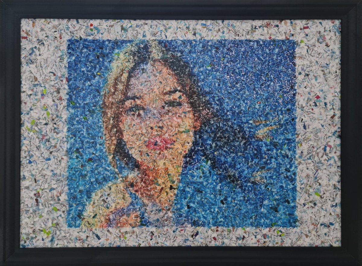 Impressionistic Portrait Collage By Alessio Mazzarulli, 30 X 22, Not Your Doll - 11 (N.673), Original Artwork