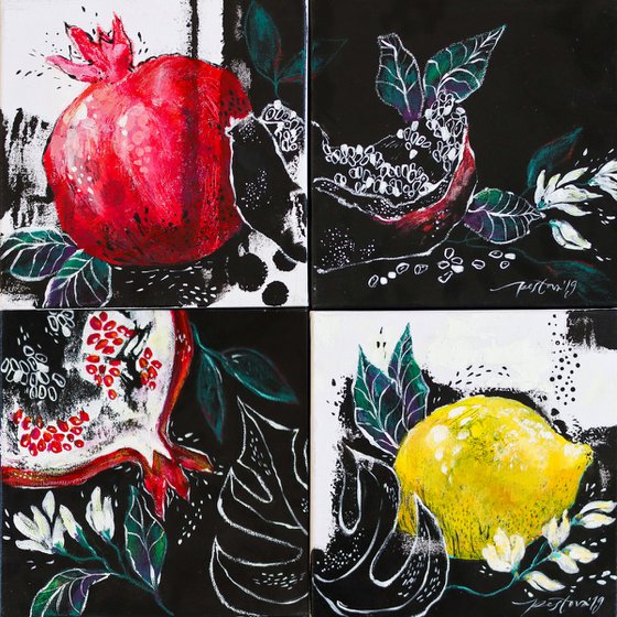 Pomegranate Quadriptych