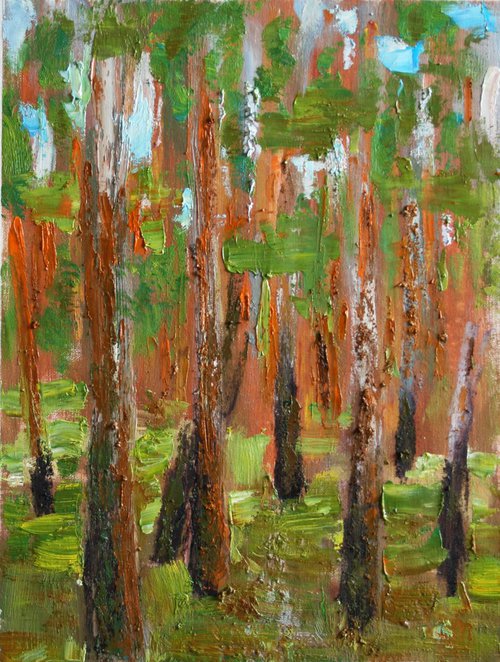 Pine forest /  ORIGINAL PAINTING by Salana Art Gallery