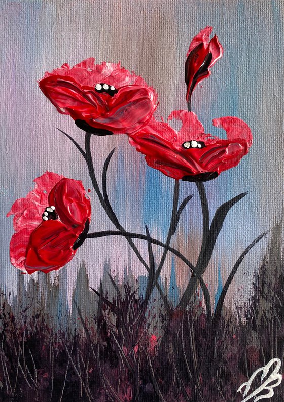 Textured Red Poppies