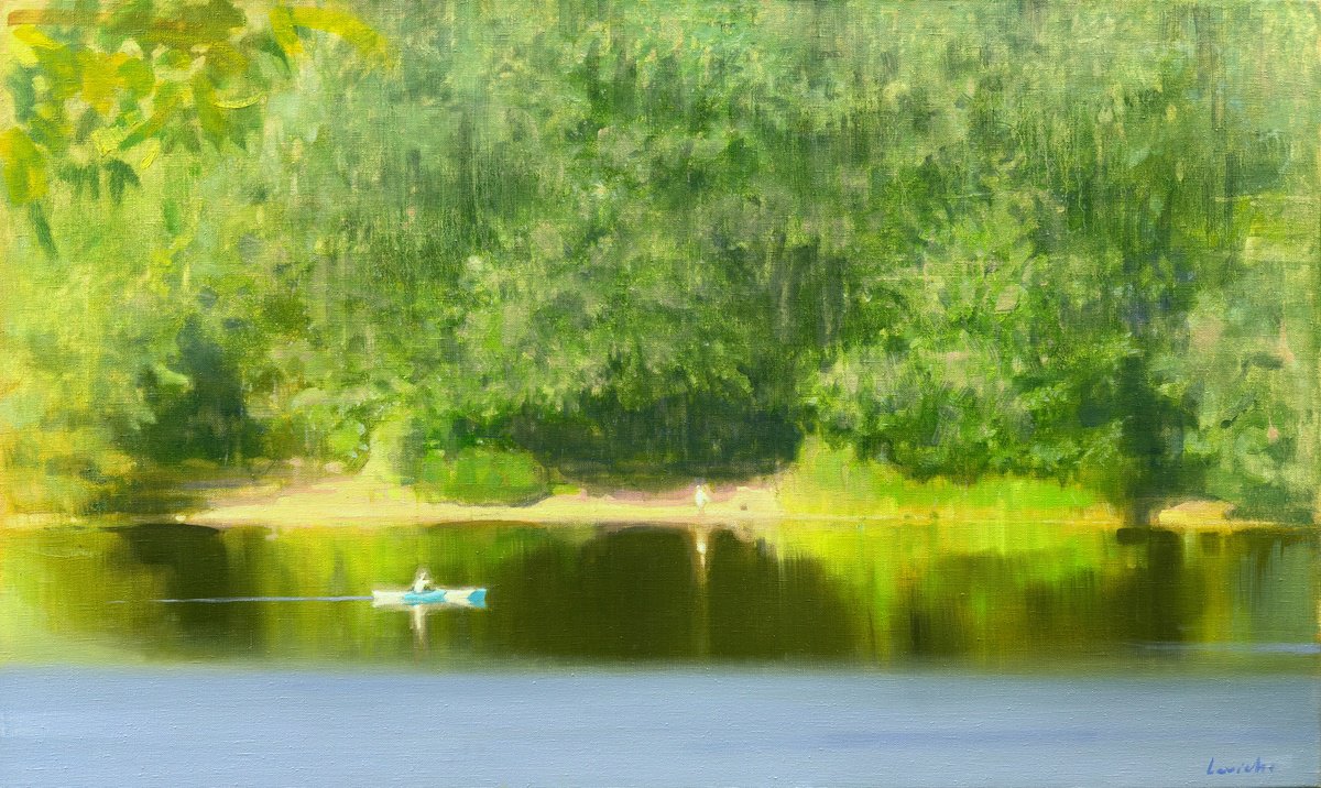 White And Blue Canoe By Alexander Levich, 79 X 47, Artwork For Sale On Artfinder