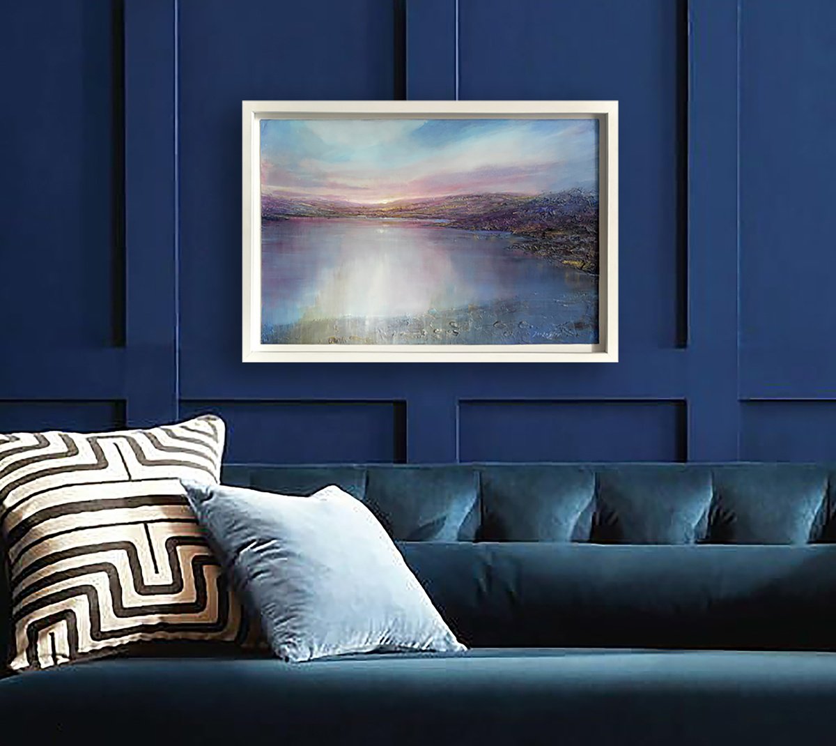 Impressionistic Landscape Acrylic Painting By Jennifer Taylor, 25 X 17, Sunset Gold, Ullswater, Original Artwork