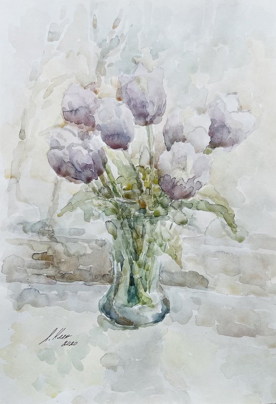 Tulips watercolour painting