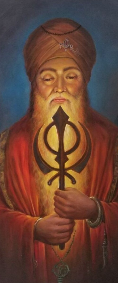 Nishan Sahib – Emblem Of Unity And Strength | Oil Painting By Hari Om Singh by Hariom Hitesh Singh