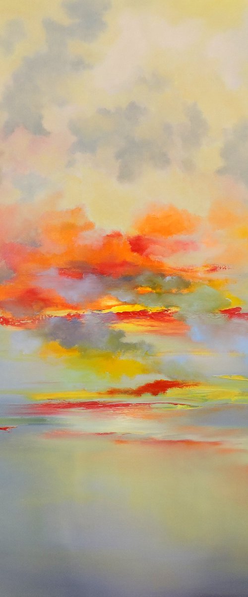 Lyrics with Sunset, 30" x 48". by Veta  Barker