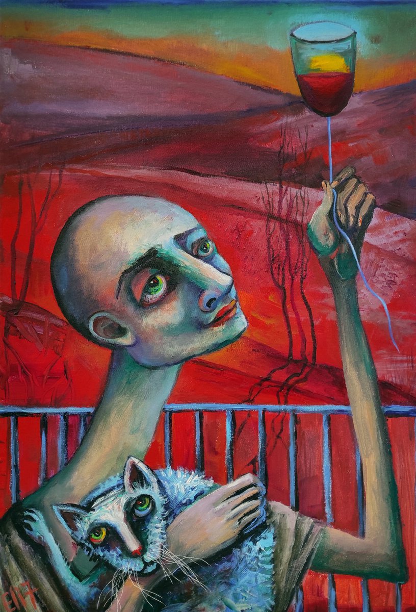 Surrealistic Acrylic Painting , The Unbearable Lightness Of Being By Elisheva Nesis, 16 X 24, Artwork For Sale On Artfinder