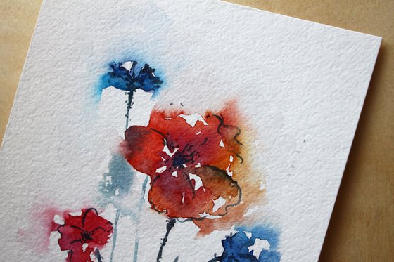 Red and blue  flowers