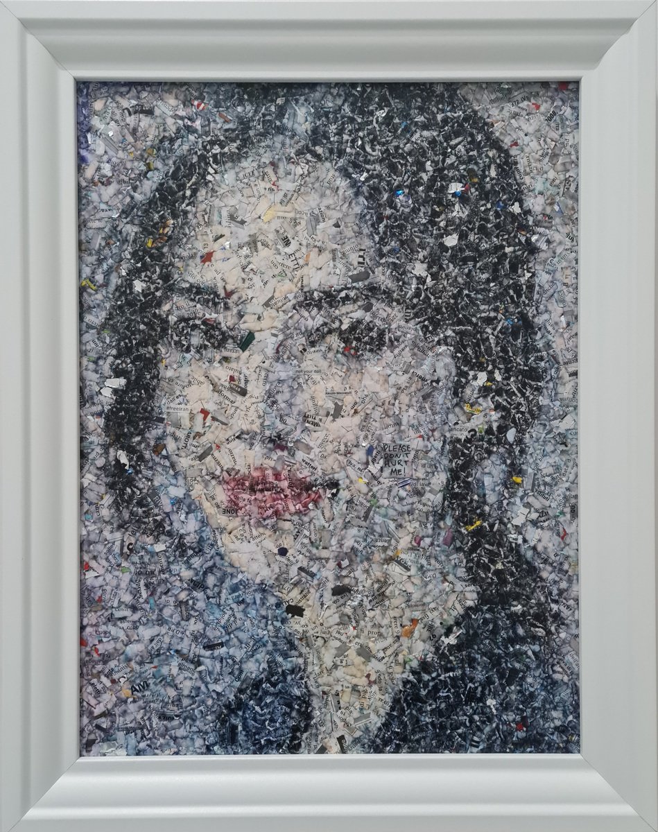 Impressionistic Portrait Collage By Alessio Mazzarulli, 14 X 18, Not Your Doll - 22 (N.688), Original Artwork