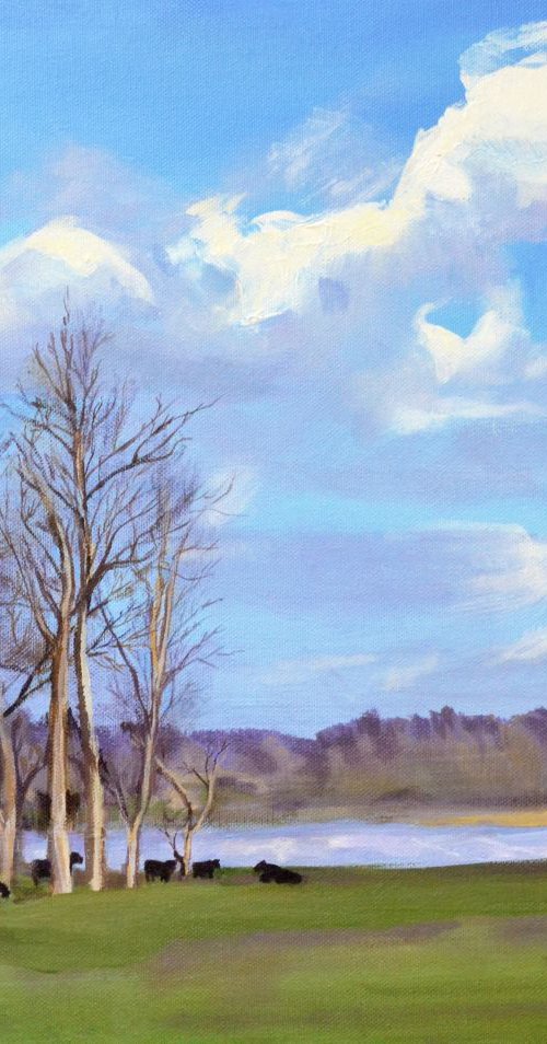 Watering Hole with Cows by Mary Chant