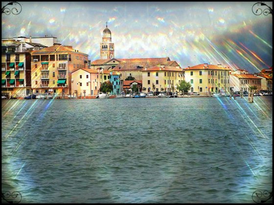 Venice sister town Chioggia in Italy - 60x80x4cm print on canvas 00882m1 READY to HANG