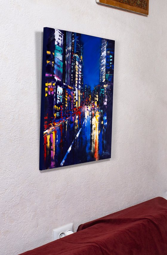 ABSTRACT CITYSCAPE ," Night city lights"