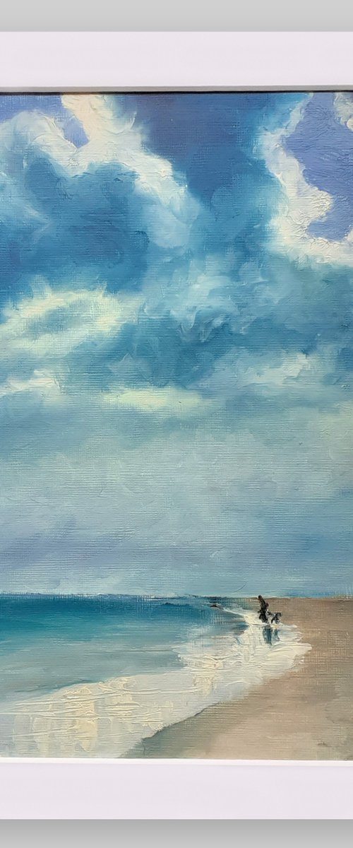 Norfolk Beach Walk - mounted to fit A4 frame by Lisa Mann