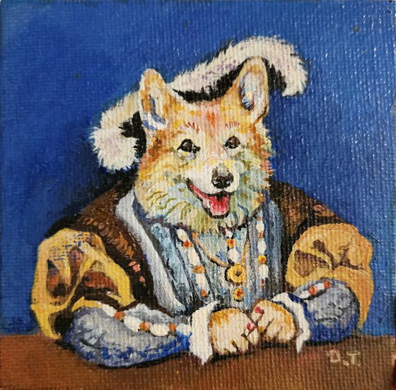 Dog King Henry Oil Miniature