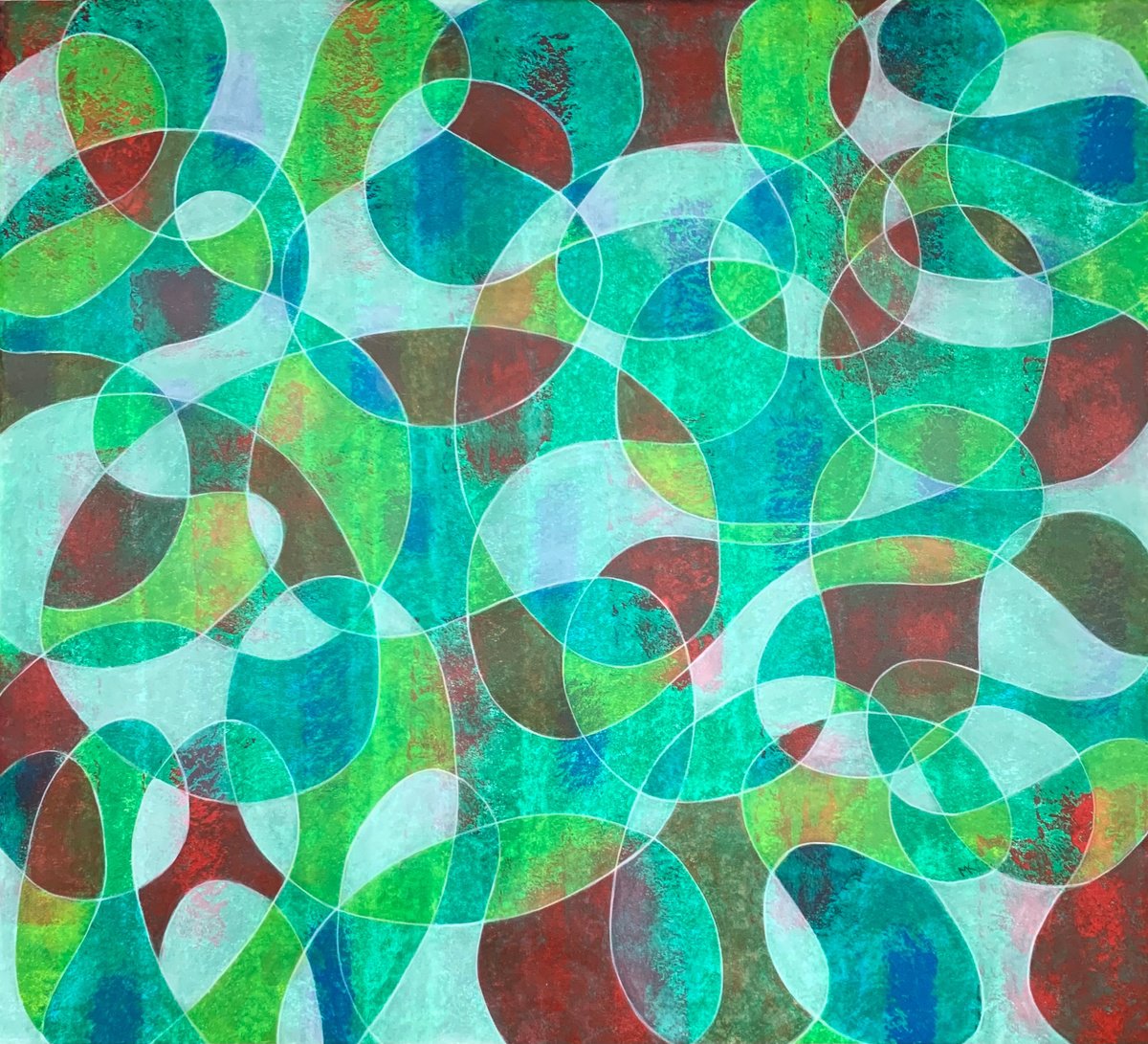 Abstract Acrylic Painting By Maarit Korhonen, 43 X 39", Shoegaze, Original Artwork