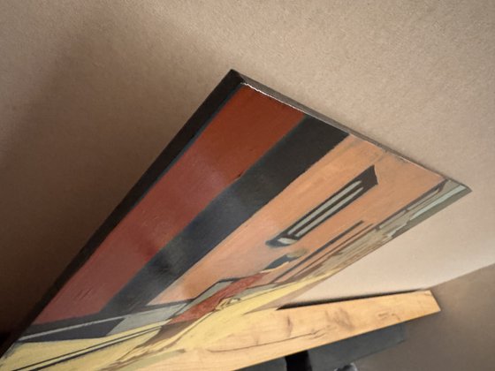 Boy on a Scooter — 16x16 in Original Painting