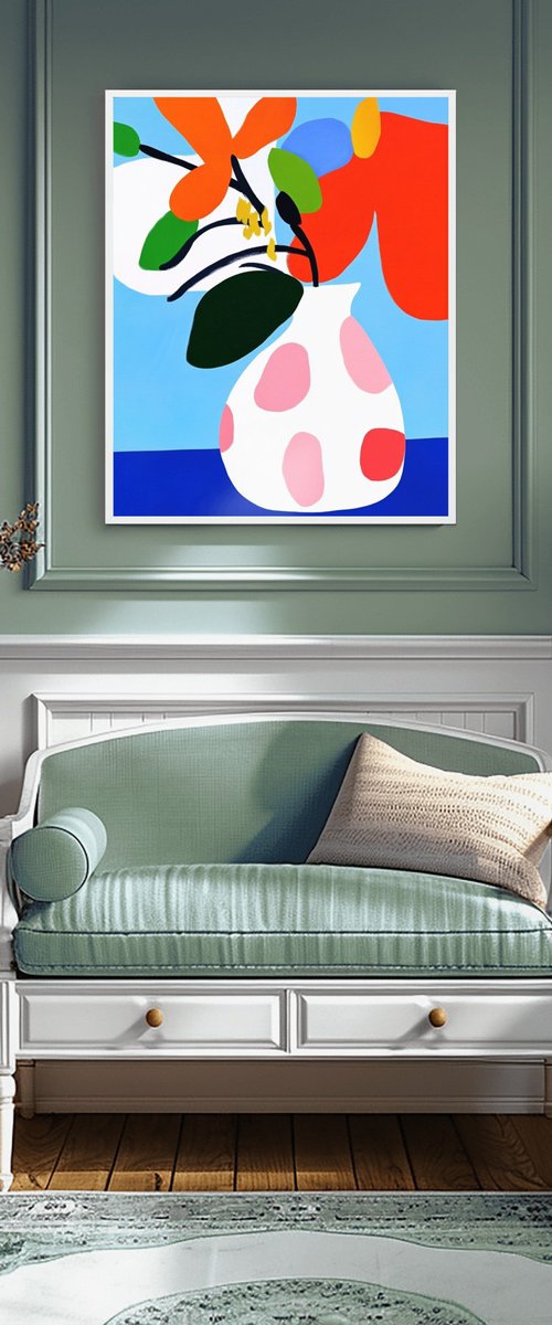 Red Dots Vase by Sasha Robinson