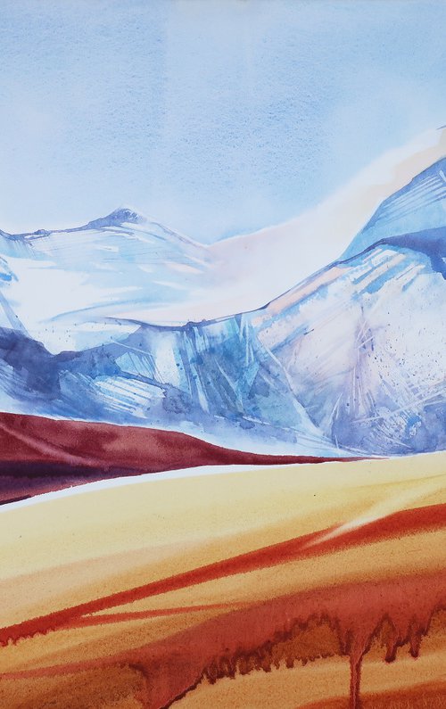 Alaska mountains - Watercolour landscape by Alla Vlaskina