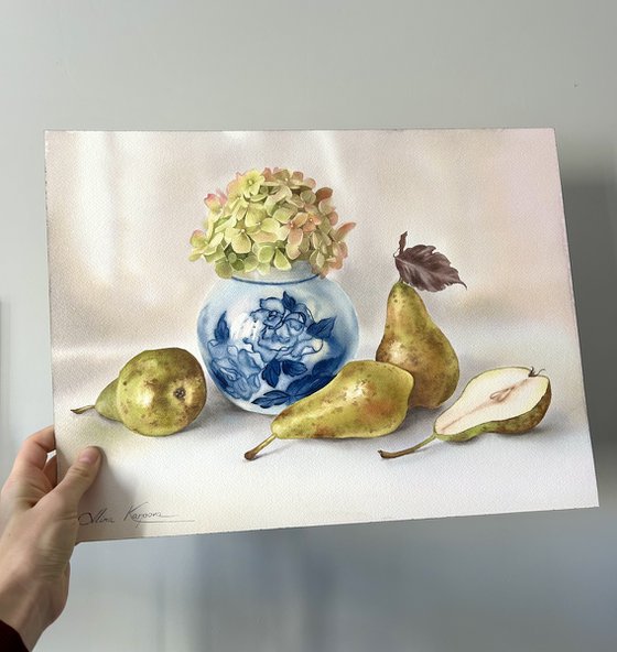 Hydrangea and pears