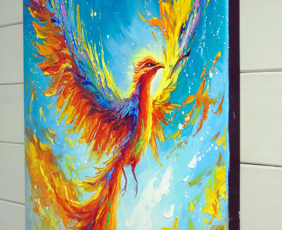 Original Oil Painting - Phoenix. a Moment of Rebirth by Olha Darchuk