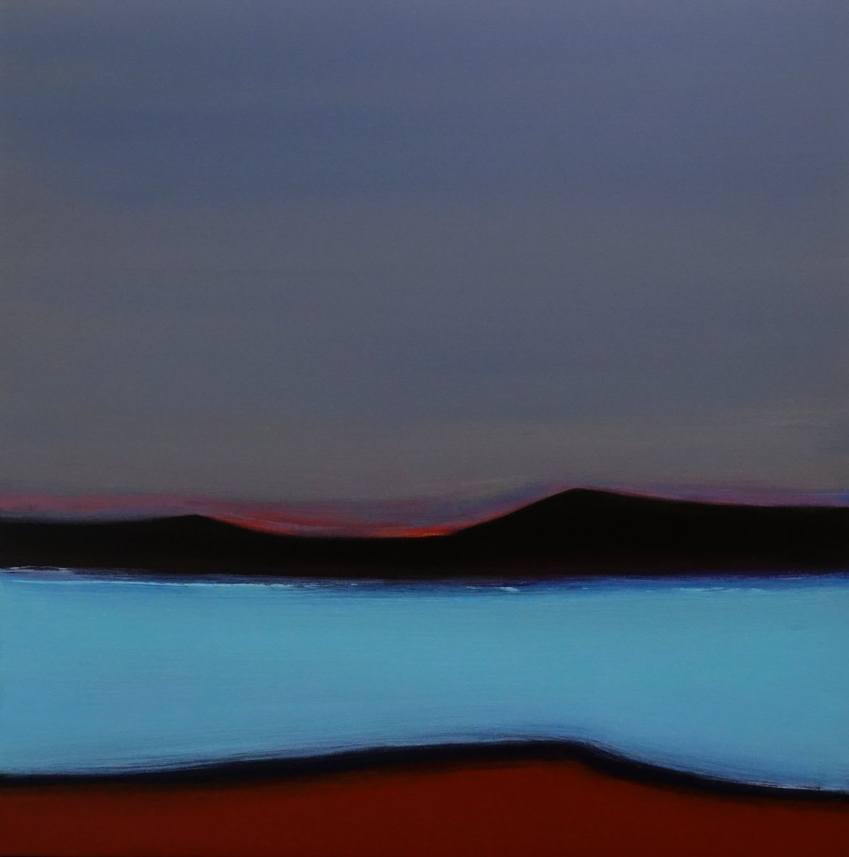 Abstract Landscape Acrylic Painting By Pier Maurizio Greco, 31 X 31", Proiezione Frontale, Original Artwork