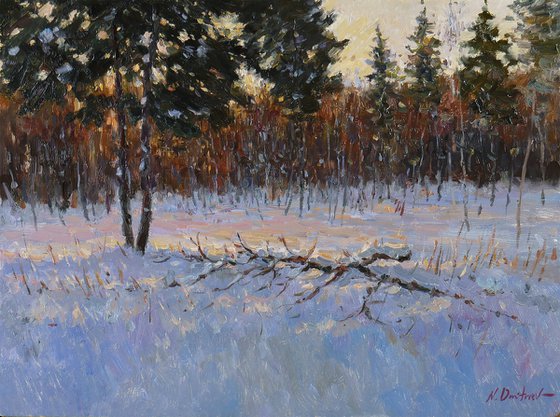 January Evening - winter landscape painting