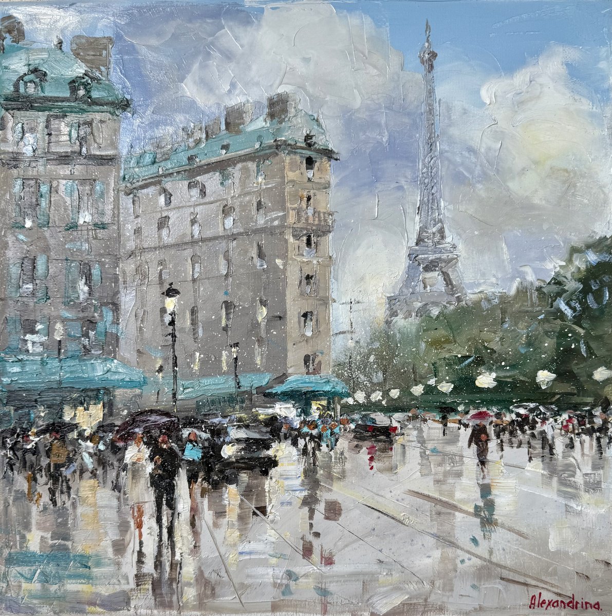 Impressionistic Landscape Oil Painting By Irina Alexandrina, 14 X 14, Paris. #5, Original Artwork