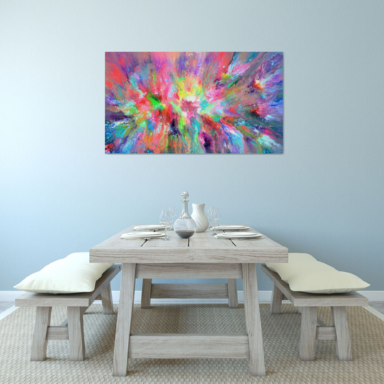 55x31.5'' Large Colorful Ready to Hang Abstract Painting Happy Harmony XXX