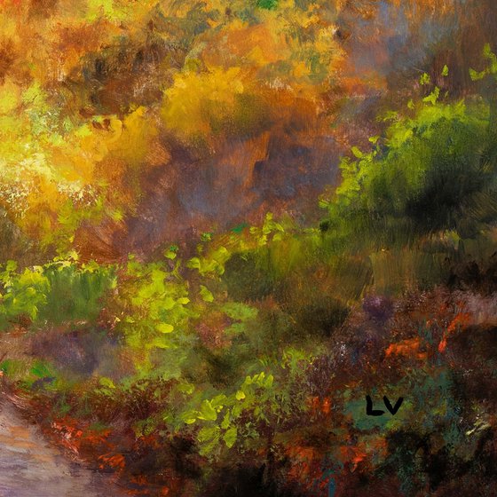 Autumn road in the forest
