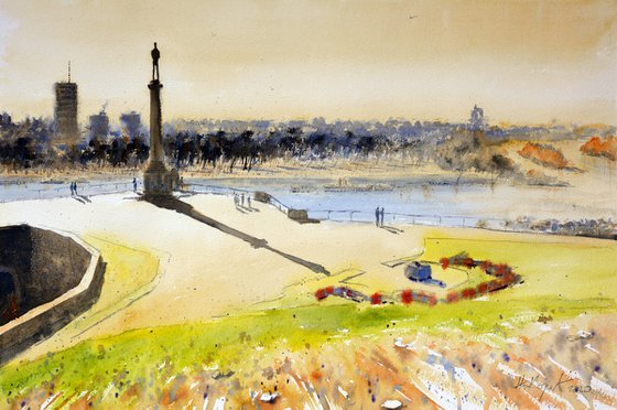 Behind a Victor Statue on Kalemegdan, Belgrade 36x54cm