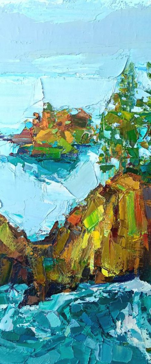 ROCKY SHORE.  SNOW IS IN THE AIR by Ruslan Khais