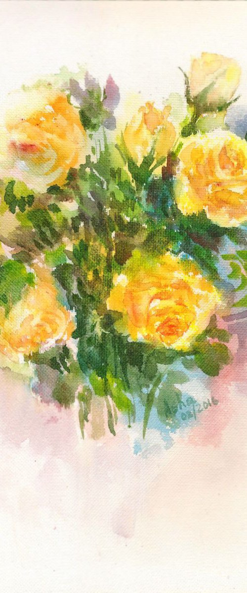 Yellow Spring roses -4. by Asha Shenoy