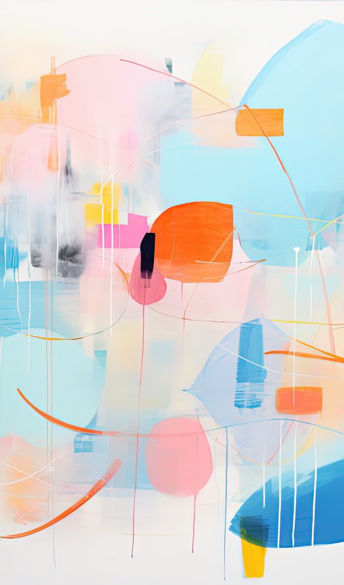 Tender blue, pink and orange abstract 18122310 by Sasha Robinson