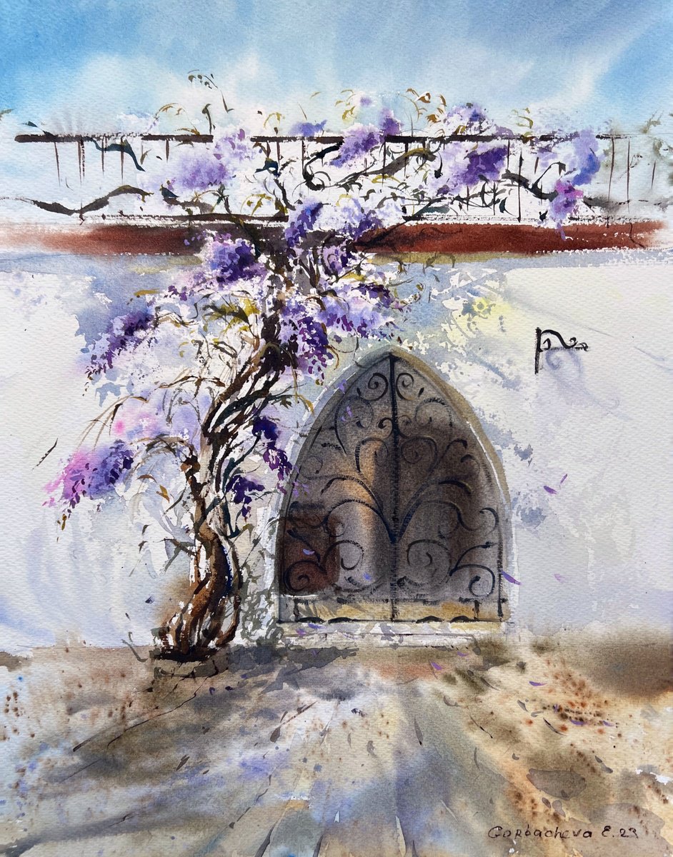Arch with wisteria Cyprus by Eugenia Gorbacheva