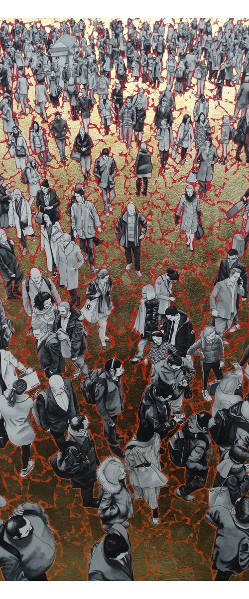 “People At The Station II” (Orange Gradient and Gold) by Arturo Garcia de las Heras (Agheras73)